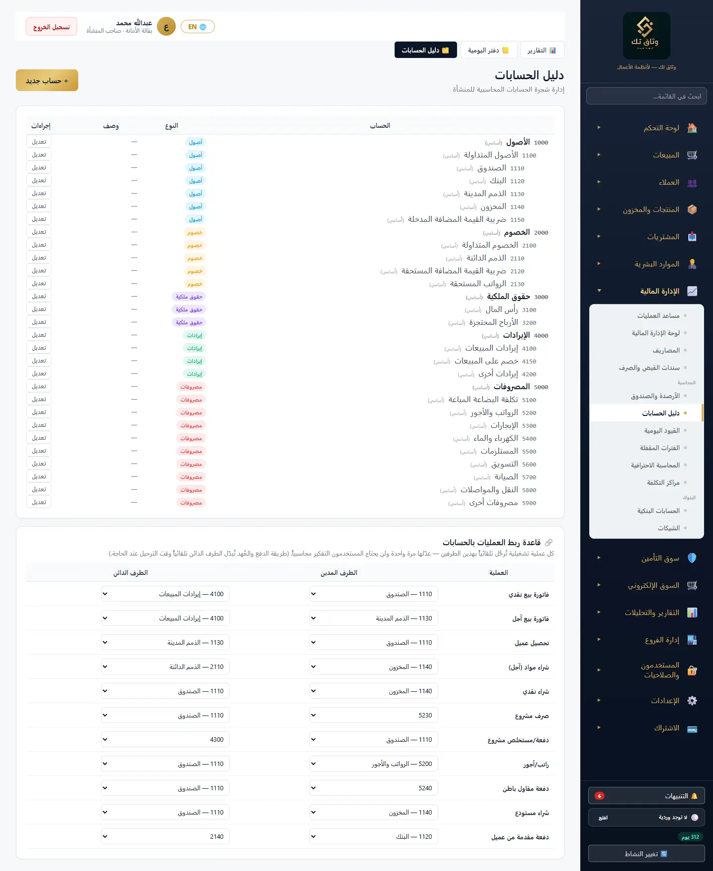 دليل الحسابات